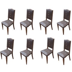 Set of Eight Retro Italian High Back Dining Chairs