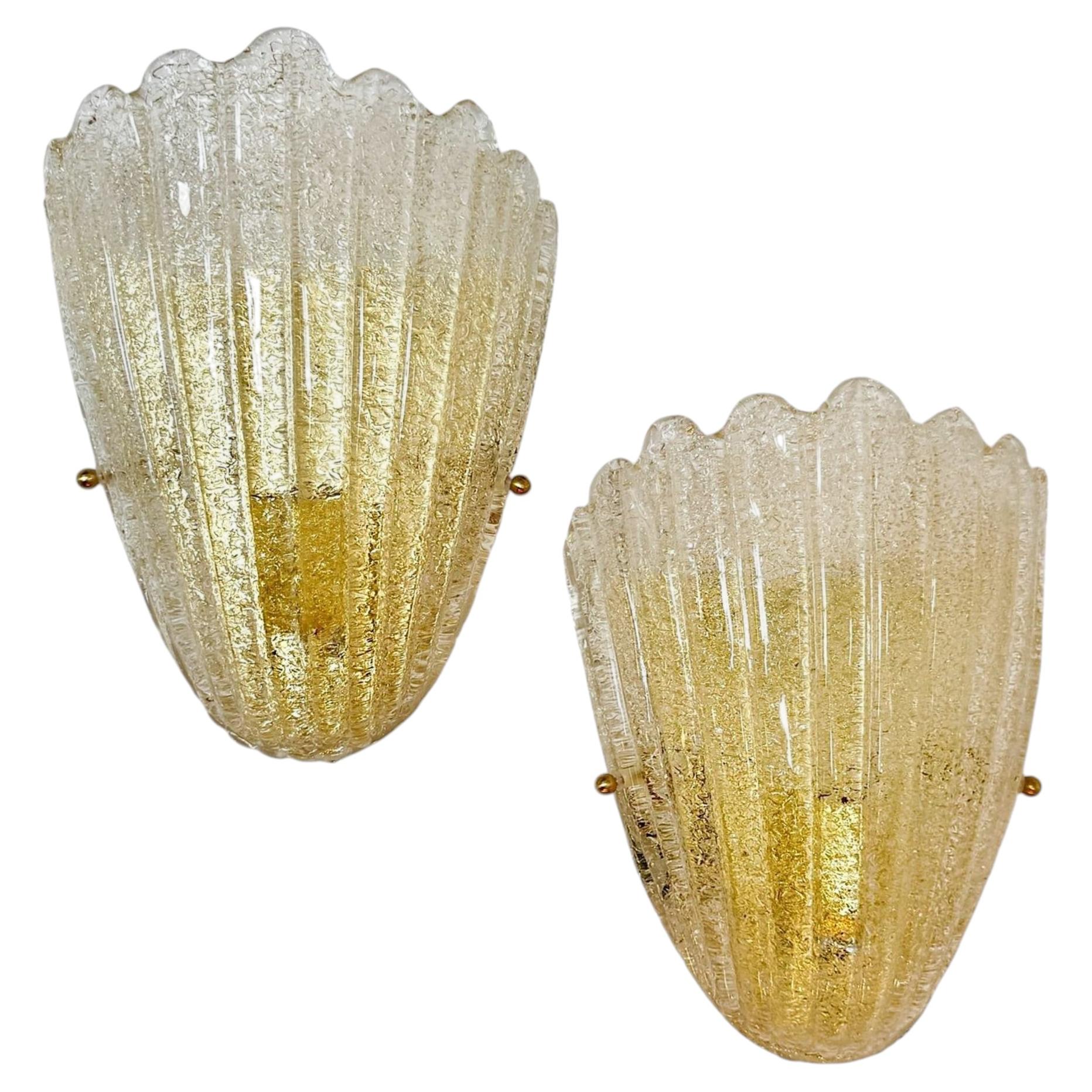 Set of Eight Vintage Italian Murano Glass Sconces. Sold per Pair.