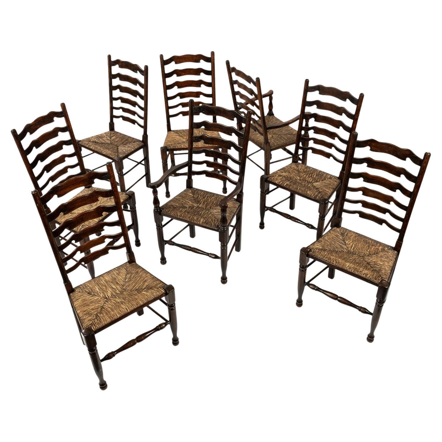 Set of Eight Vintage Ladderback Chairs