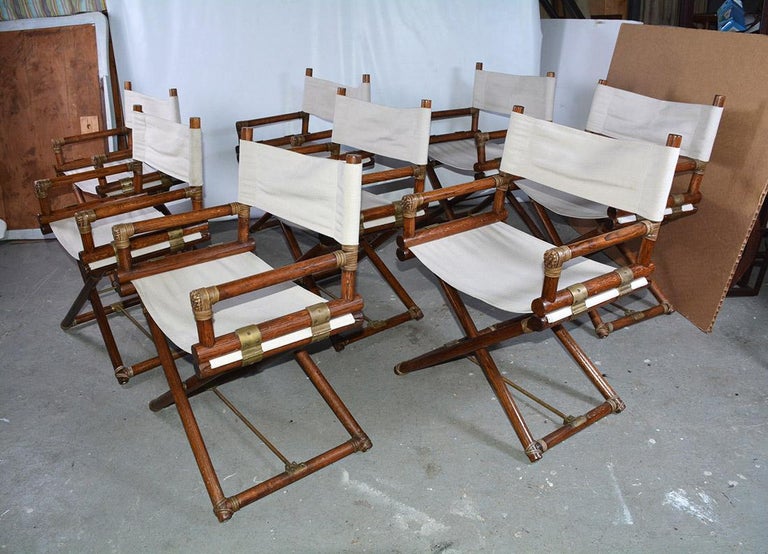 Set of Eight Vintage McGuire Campaign Director Chairs at 1stDibs