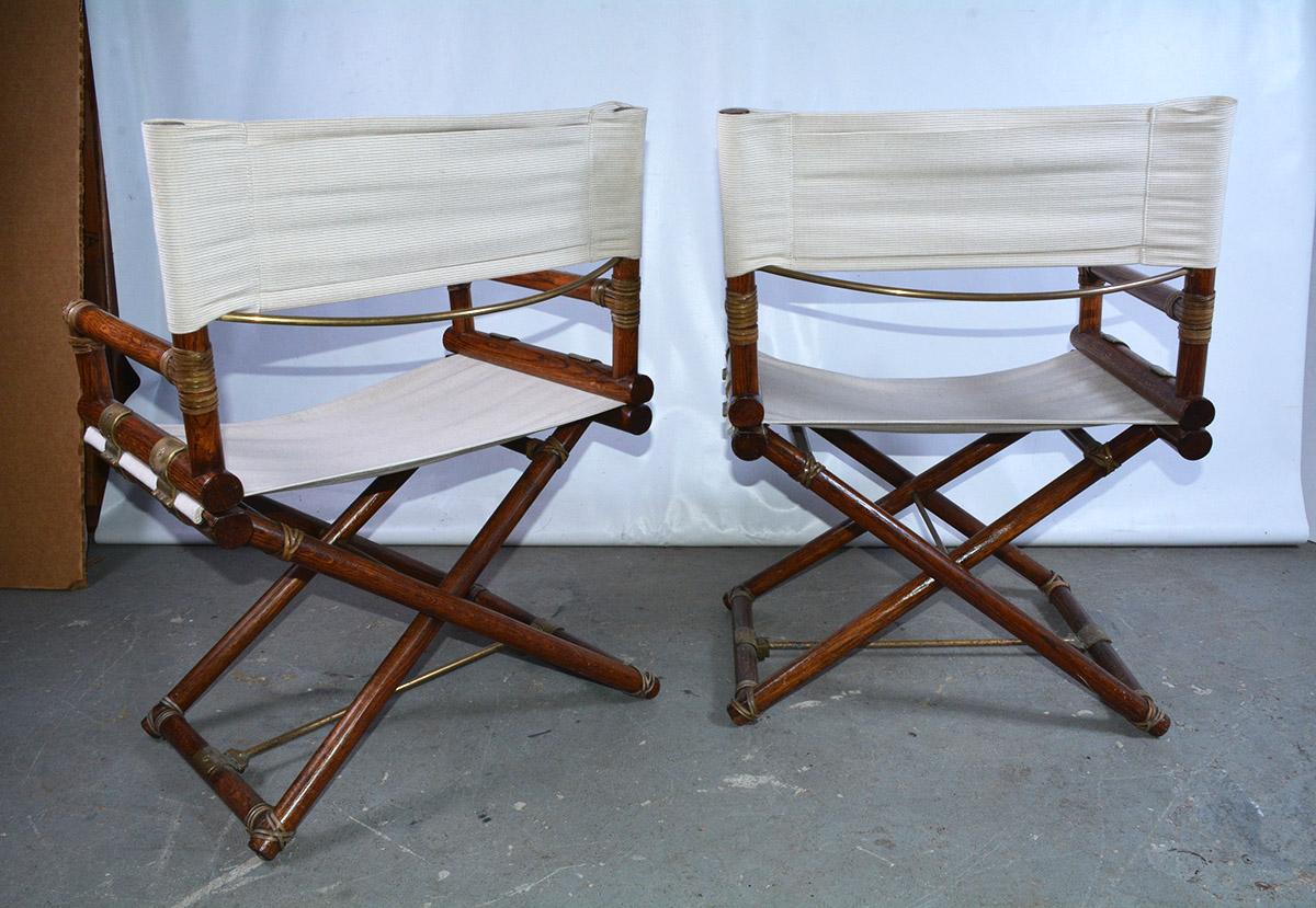 American Set of Eight Vintage McGuire Campaign Director Chairs