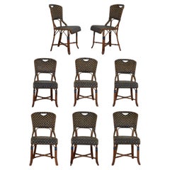 Set of Eight Vintage Rattan French Bistro Chairs