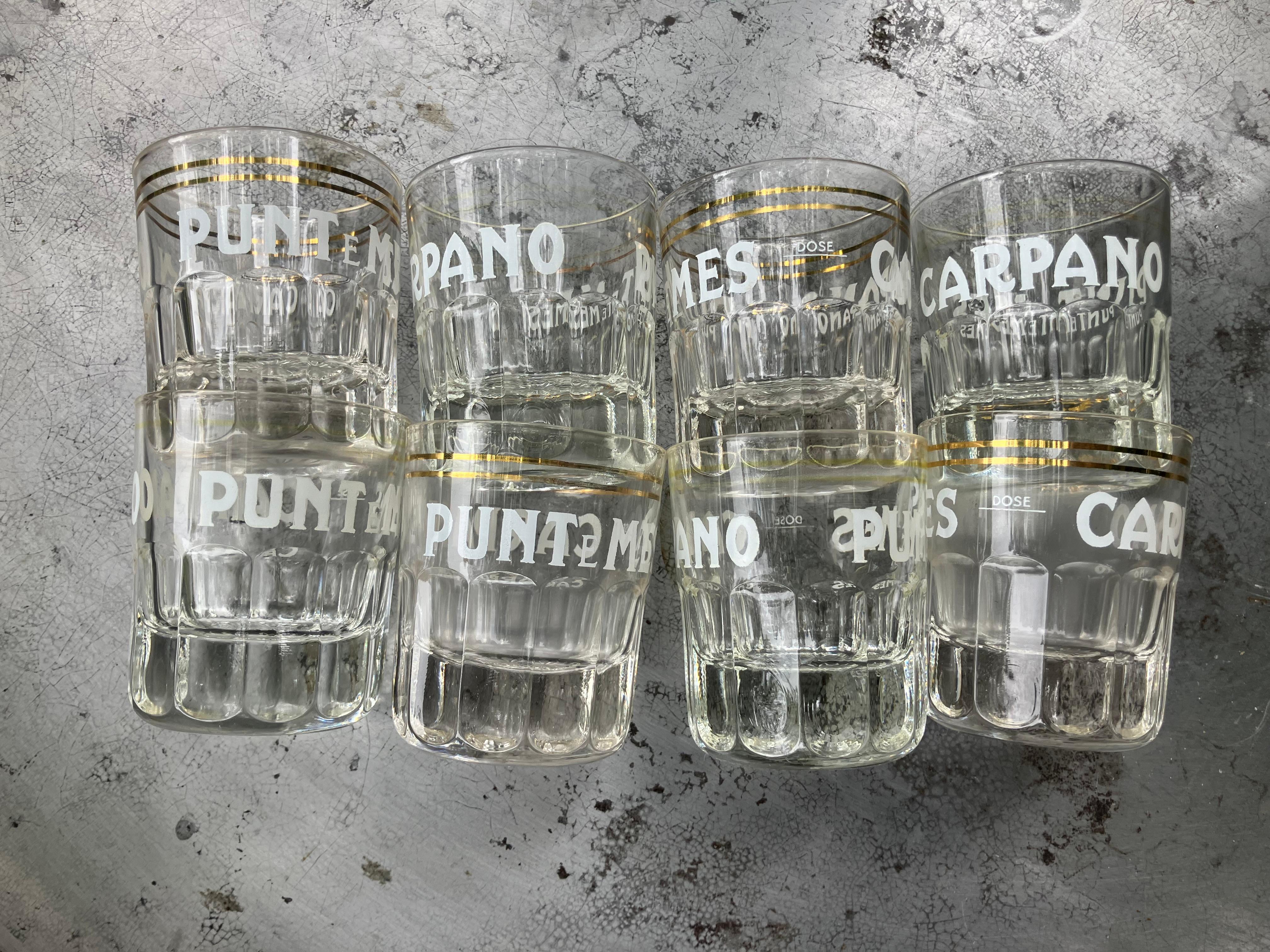 20th Century Set of Eight Vintage Shot Glasses For Sale