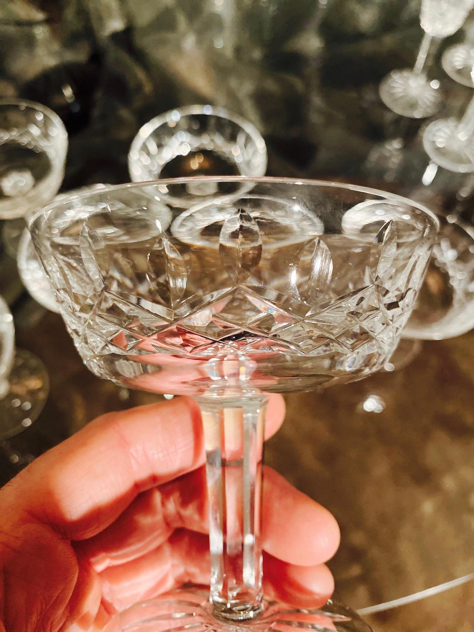 Late 20th Century Set of Eight Vintage Waterford Crystal Coupe Champagne Glasses, circa 1990s
