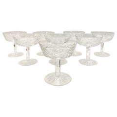 Set of Eight Vintage Waterford Crystal Coupe Champagne Glasses, circa 1990s