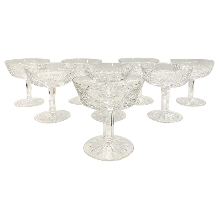 Set of Eight Vintage Waterford Crystal Coupe Champagne Glasses, circa
