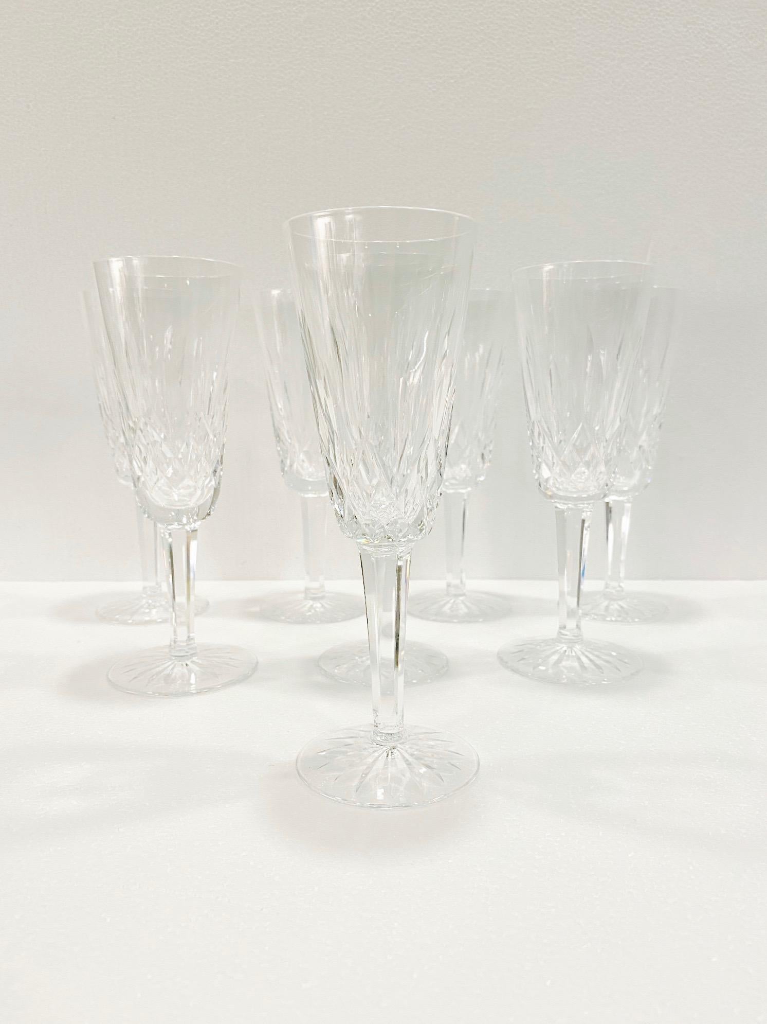 Late 20th Century Set of Eight Vintage Waterford Crystal Lismore Champagne Flutes, Germany