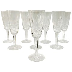 Set of Eight Used Waterford Crystal Lismore Champagne Flutes, Germany