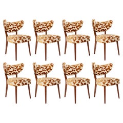 Set of Eight Vintola Studio Dining Chairs, Casamance Nimbus Leopard Fabric