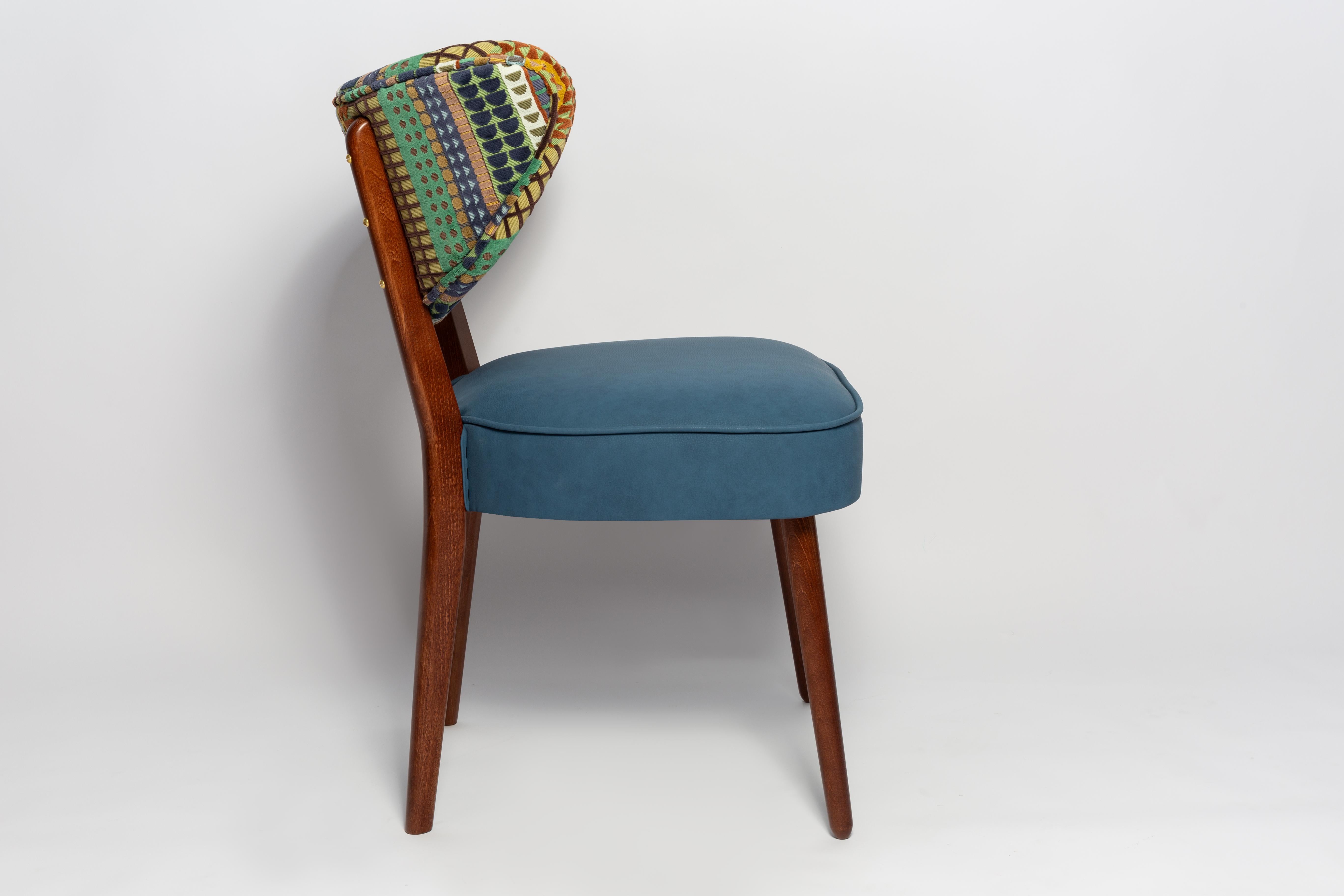 Mid-Century Modern Set of Eight Vintola Studio Dining Chairs, Shoji Pierre Frey Fabric, Europe For Sale
