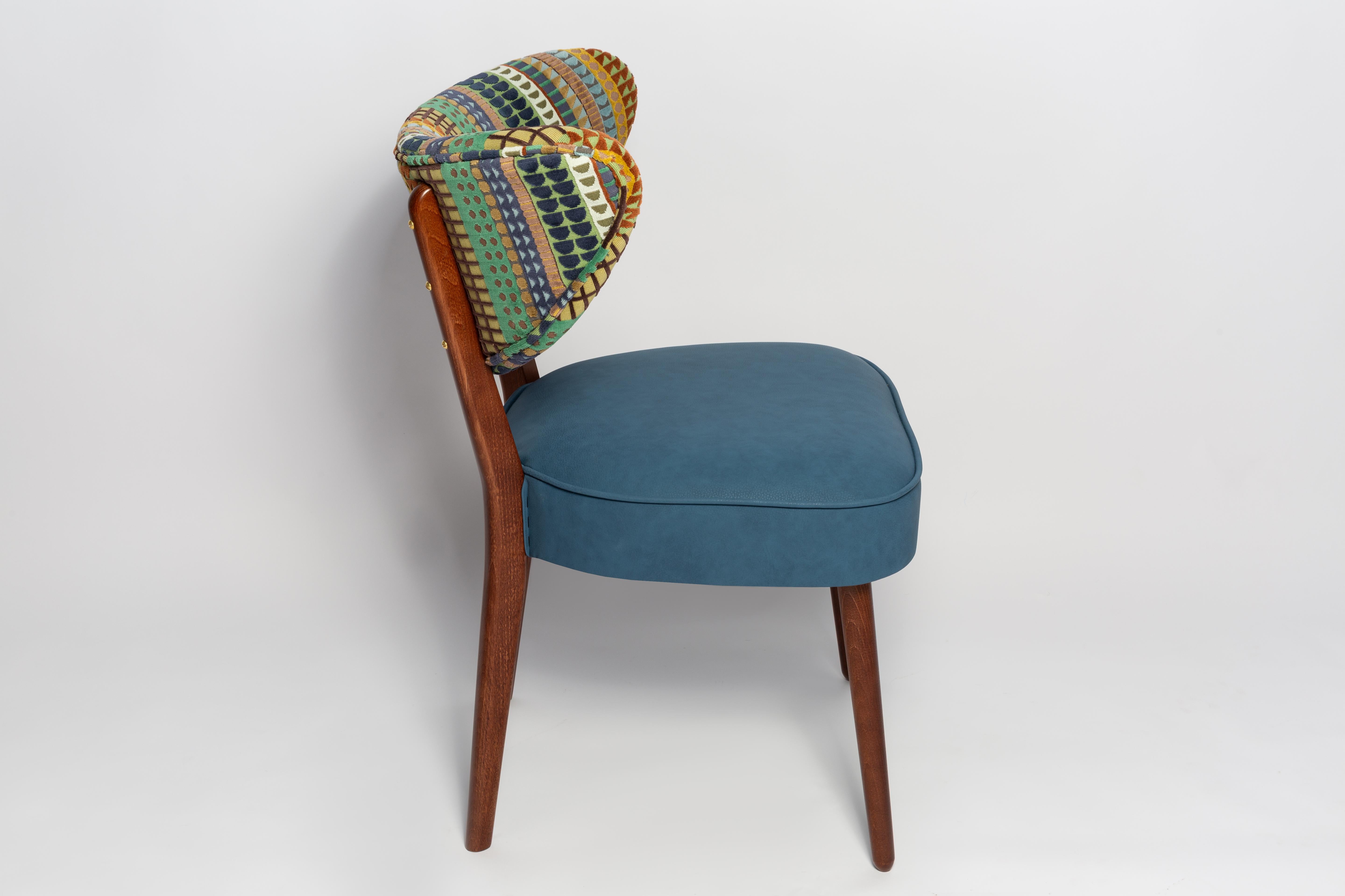 Polish Set of Eight Vintola Studio Dining Chairs, Shoji Pierre Frey Fabric, Europe For Sale