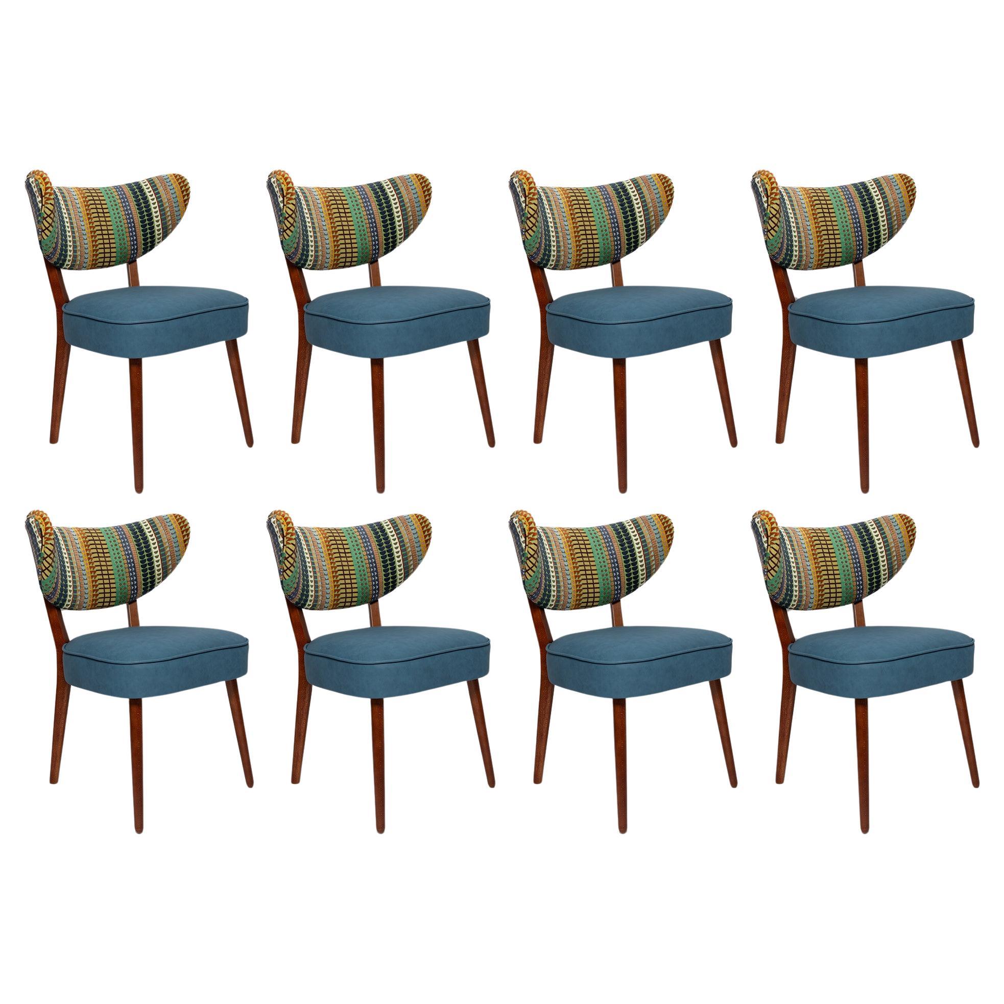 Set of Eight Vintola Studio Dining Chairs, Shoji Pierre Frey Fabric, Europe For Sale