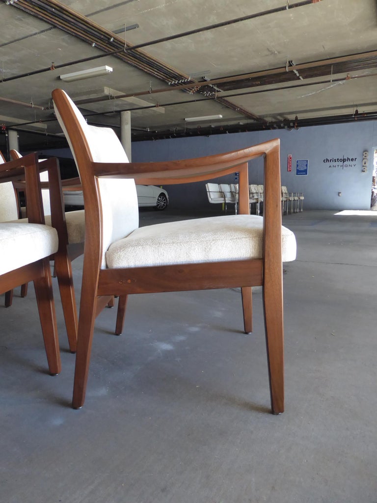 Set of Eight Walnut Dining Chairs by Johnson Chair Co. circa 1950s For Sale at 1stDibs