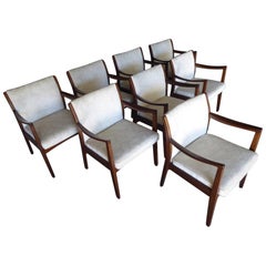 Set of Eight Walnut Dining Chairs by Johnson Chair Co. circa 1950s