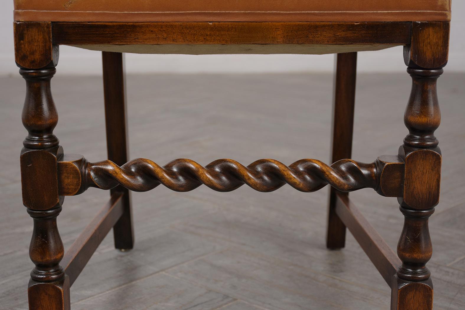 Caning Set of Eight Walnut Jacobean Style Dining Chairs