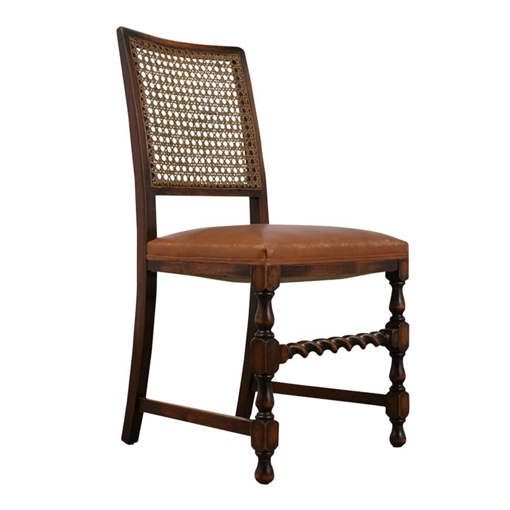 Late 19th Century Set of Eight Walnut Jacobean Style Dining Chairs