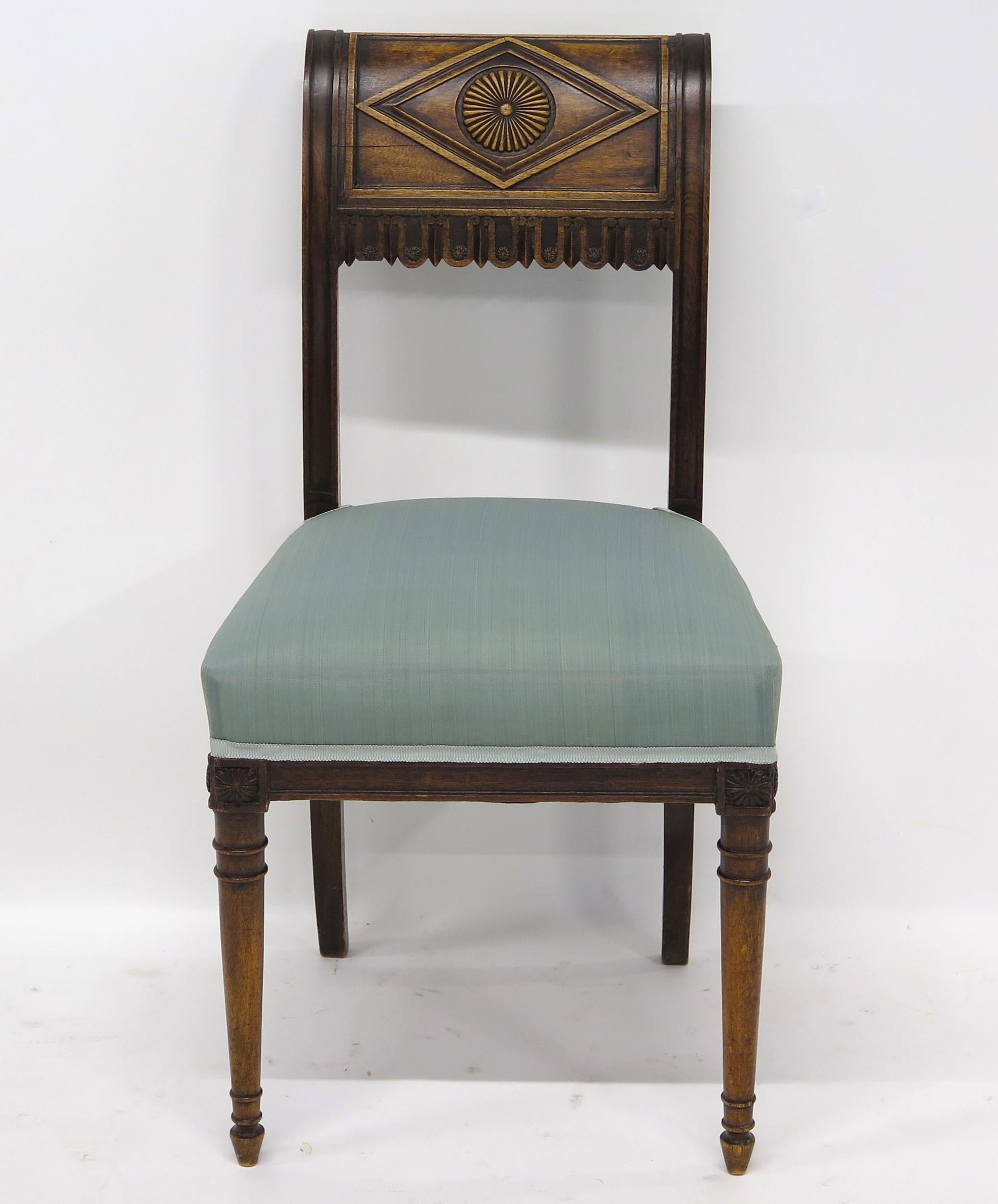 Set of Eight Walnut Neoclassical Chairs Style of Henri Jacob 8