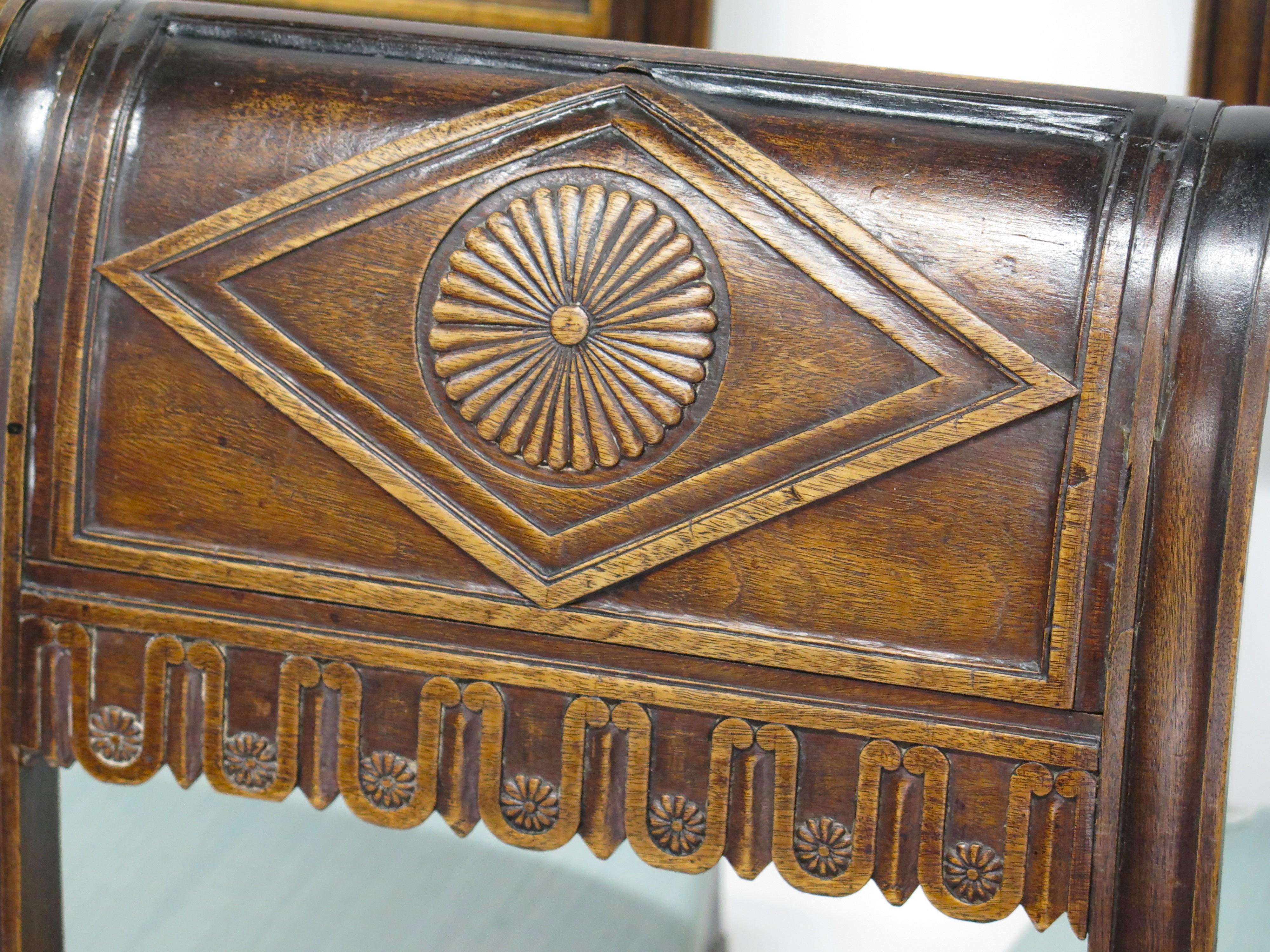 Set of Eight Walnut Neoclassical Chairs Style of Henri Jacob 1