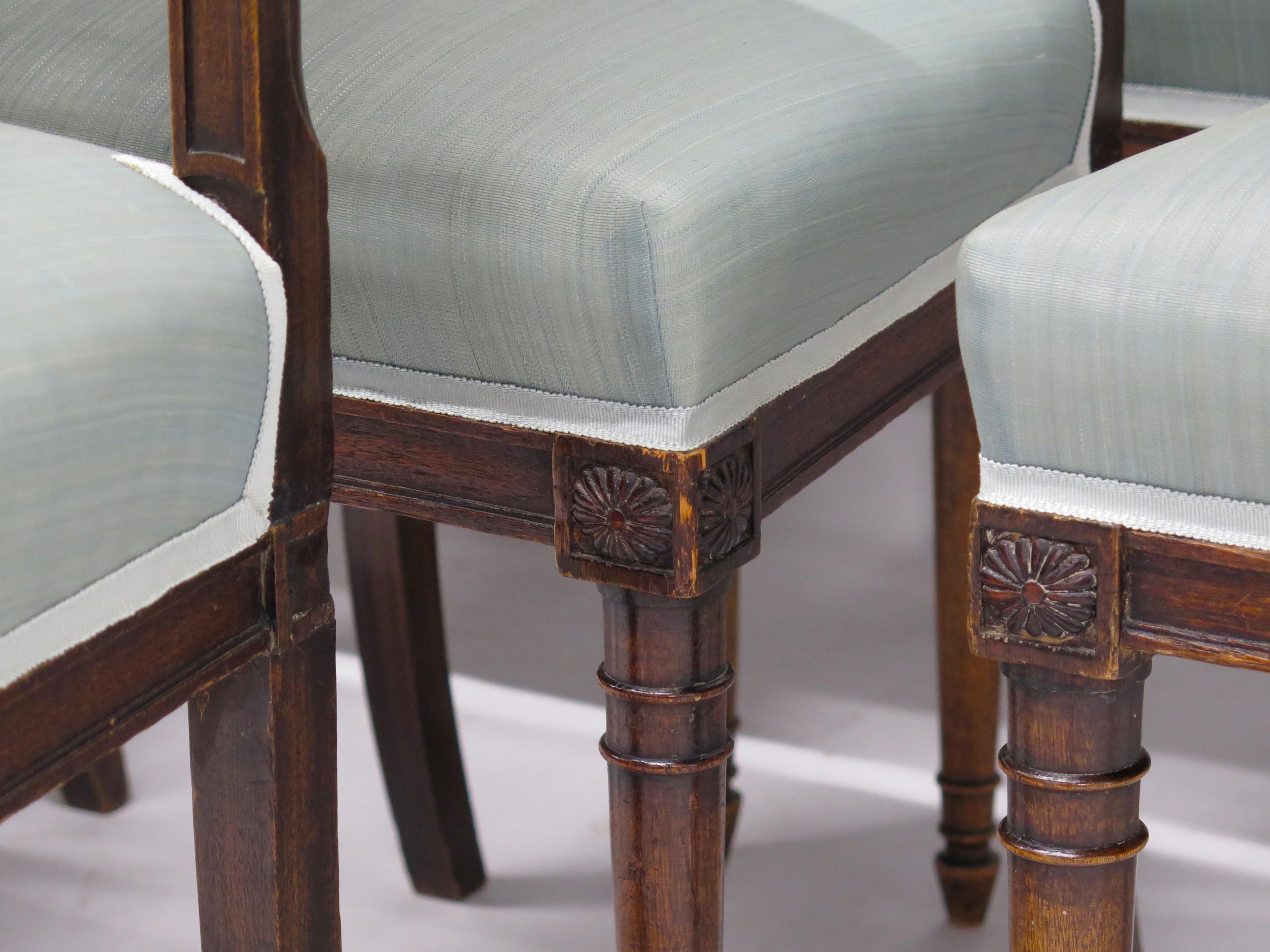 Set of Eight Walnut Neoclassical Chairs Style of Henri Jacob 3