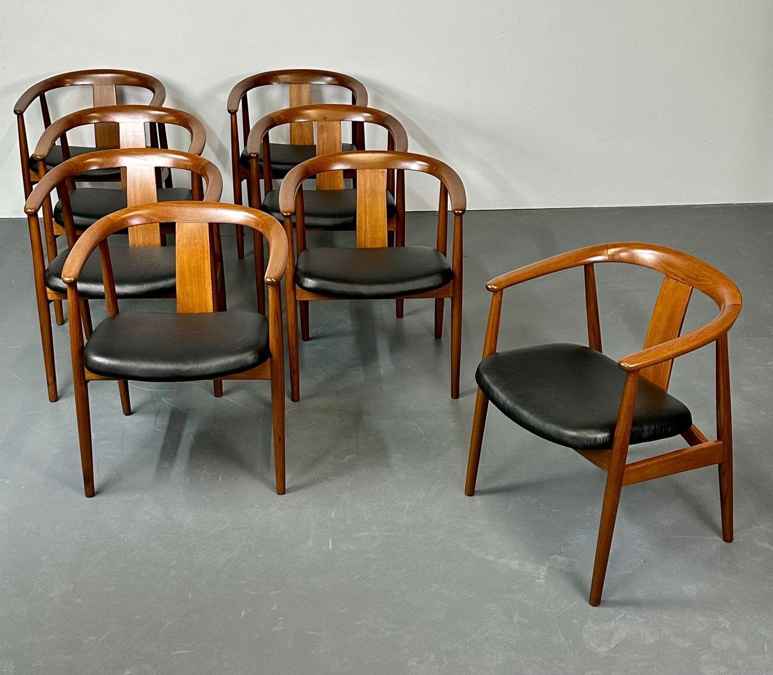 Set of Eight Wegner Style Dining Arm Chairs, Mid-Century Modern, Danish Designer In Good Condition In Stamford, CT