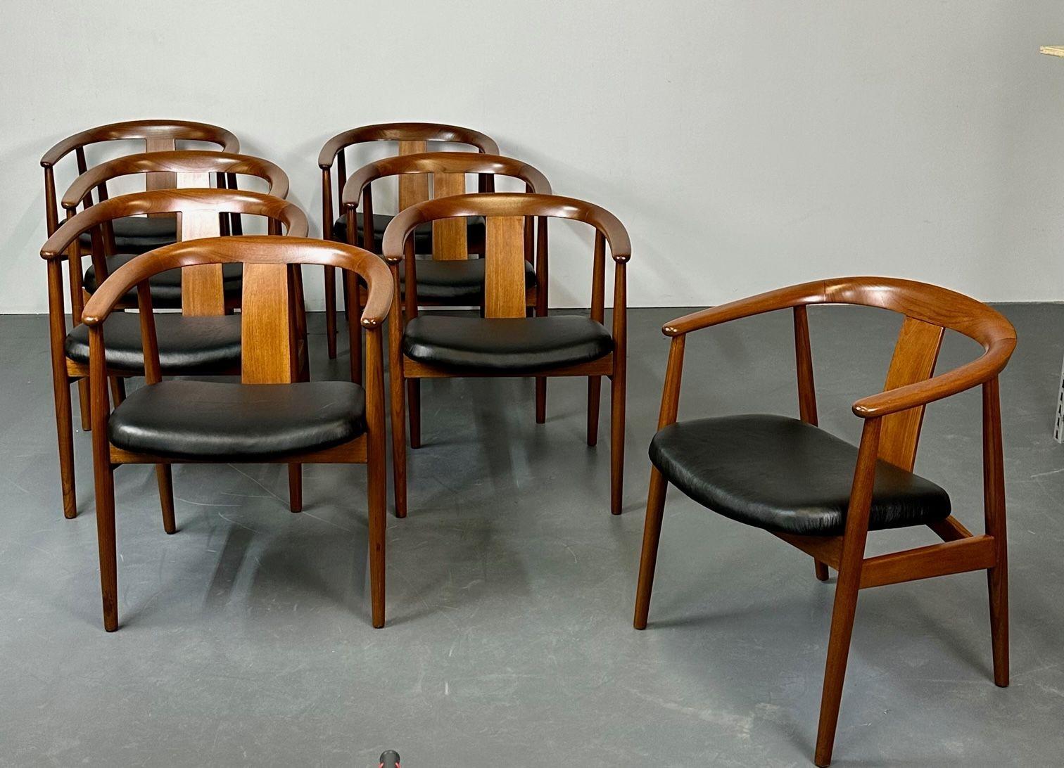 Late 20th Century Set of Eight Wegner Style Dining Arm Chairs, Mid-Century Modern, Danish Designer