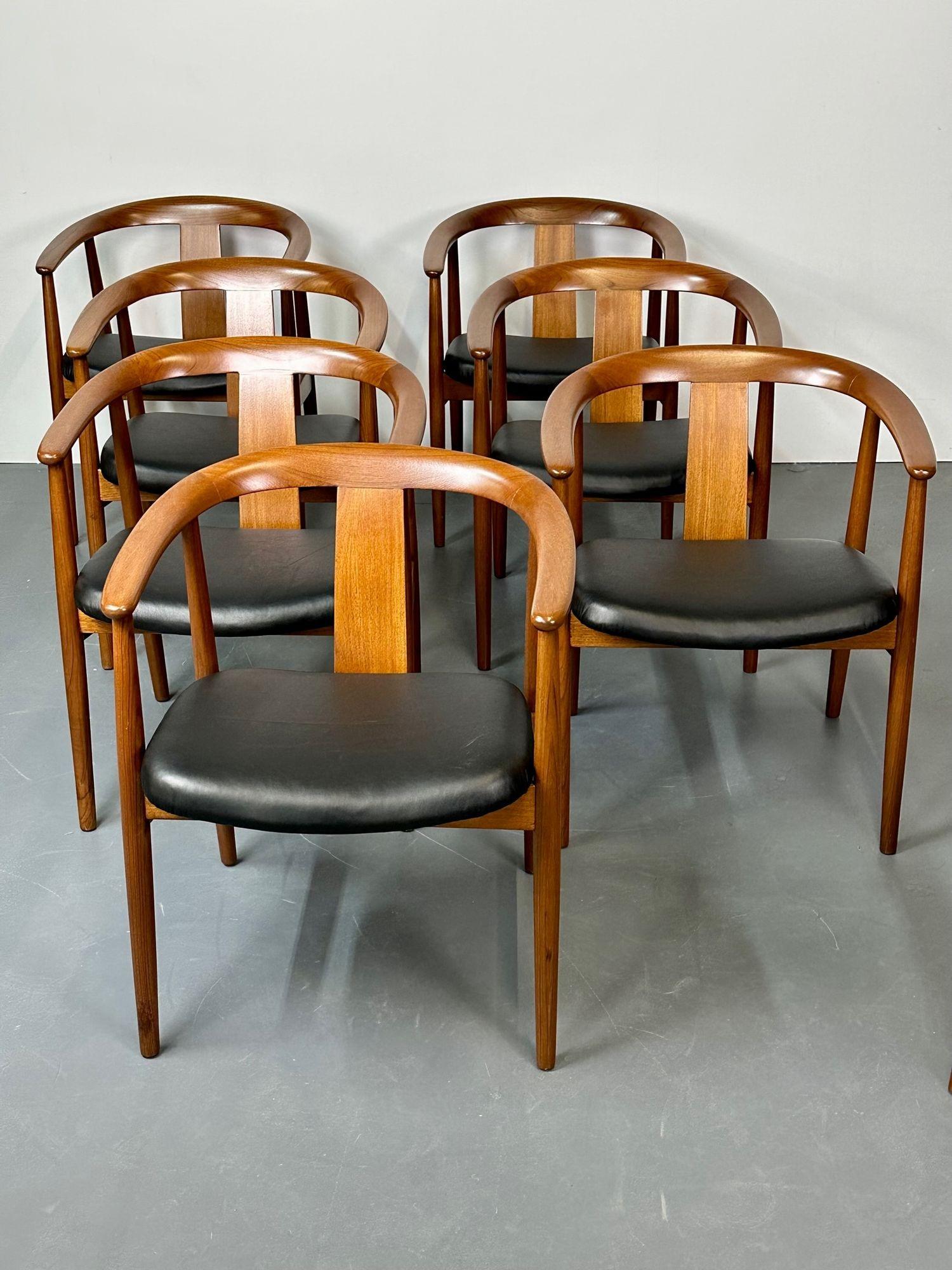 Set of Eight Wegner Style Dining Arm Chairs, Mid-Century Modern, Danish Designer 2