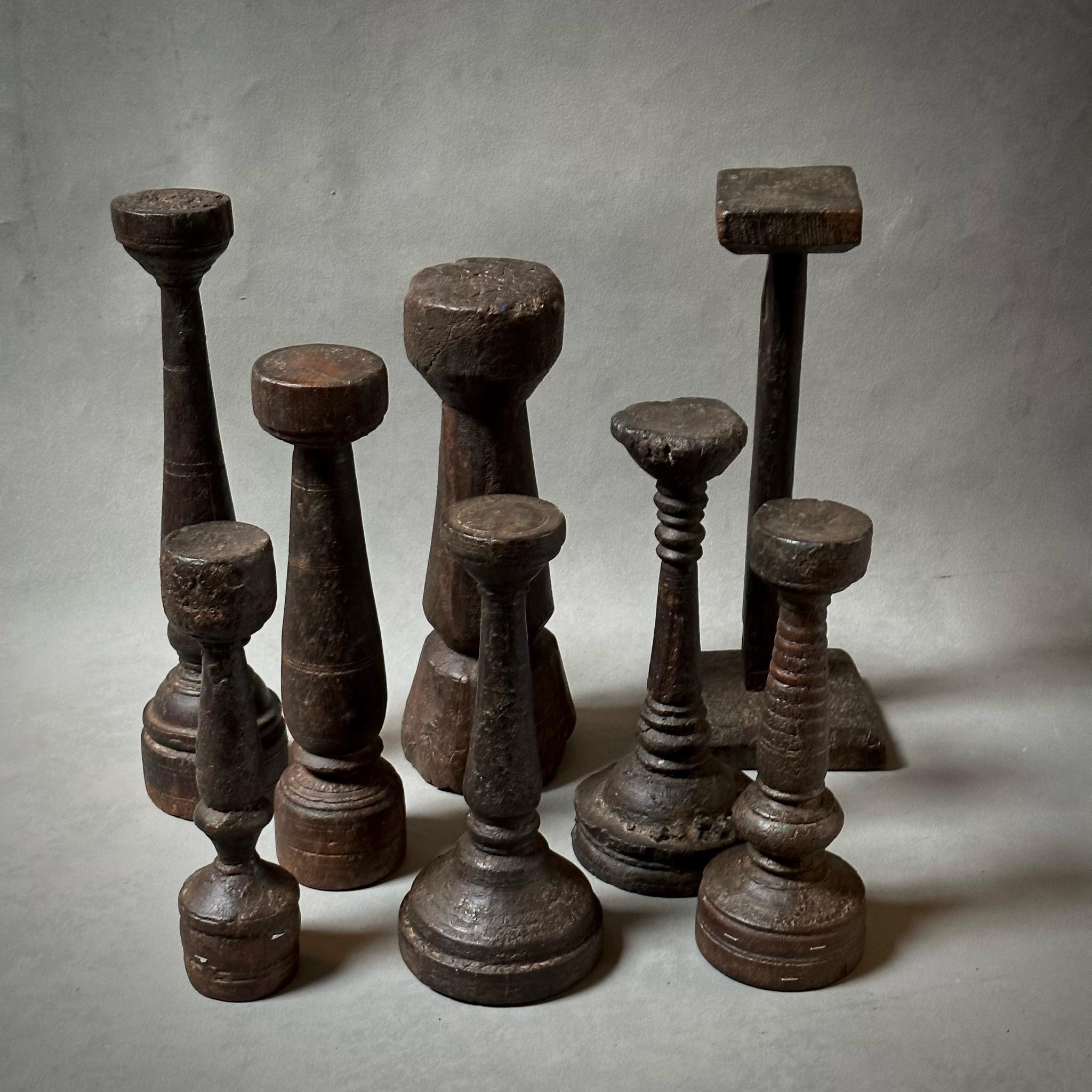 Late 19th Century Set of Eight West African Carved Wood Sculptures