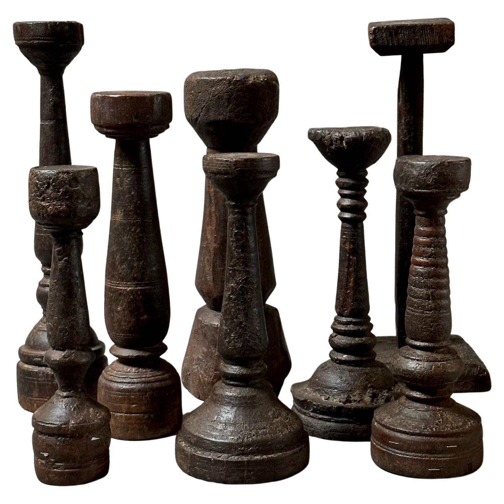 Set of Eight West African Carved Wood Sculptures
