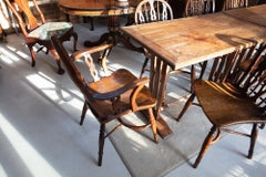 Set of Eight Wheel Back Elm and Yew Windsor Chairs