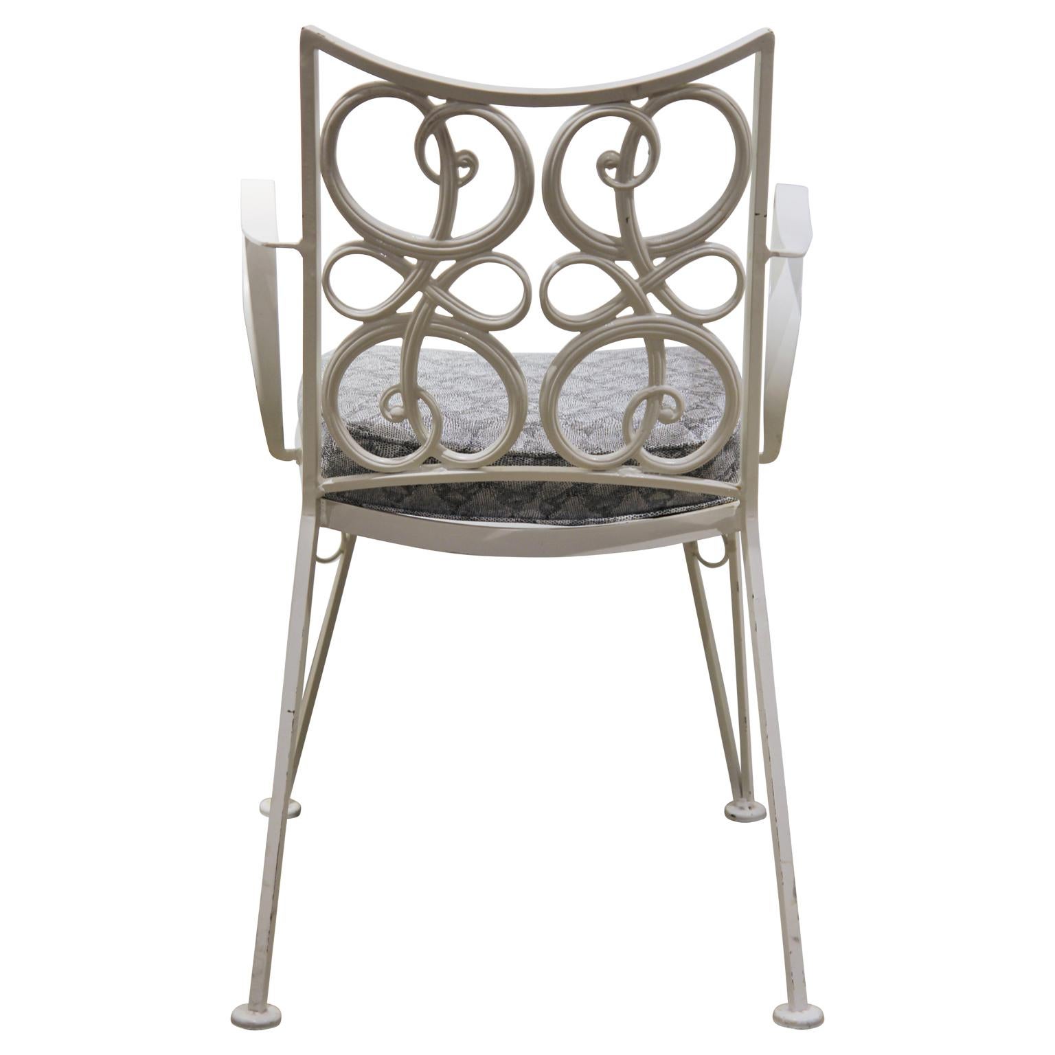 American Set of Eight White Scroll Modern Outdoor / Patio Chairs