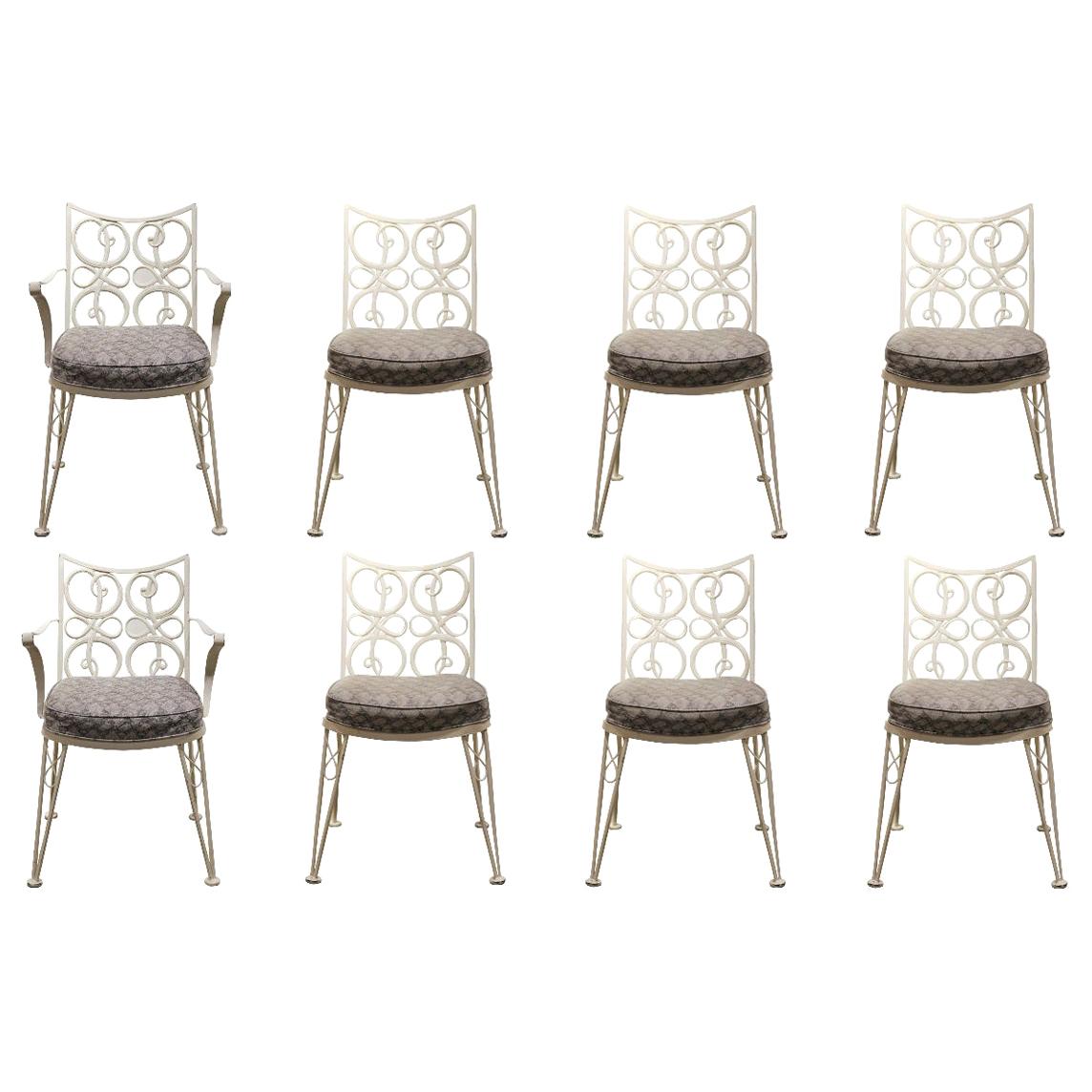 Set of Eight White Scroll Modern Outdoor / Patio Chairs at 1stDibs