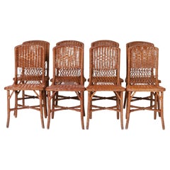 Set of Eight Wicker Dining Chairs