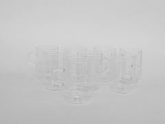 Set von acht heißen Trinkgläsern aus klarem Jena-Glas im Wilhelm Wagenfeld-/Bauhaus-Stil
