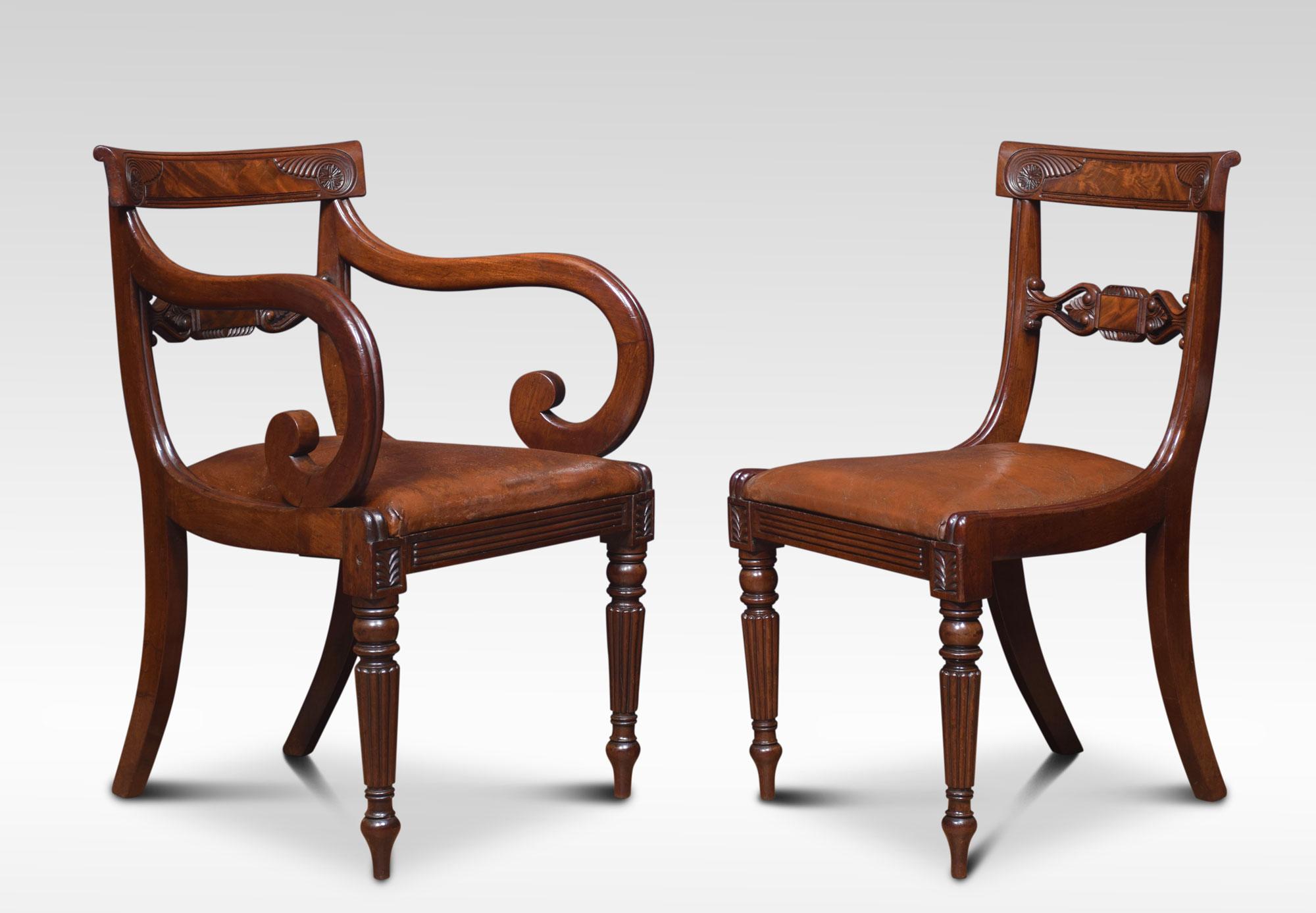 British Set of Eight William IV Mahogany Dining Chairs