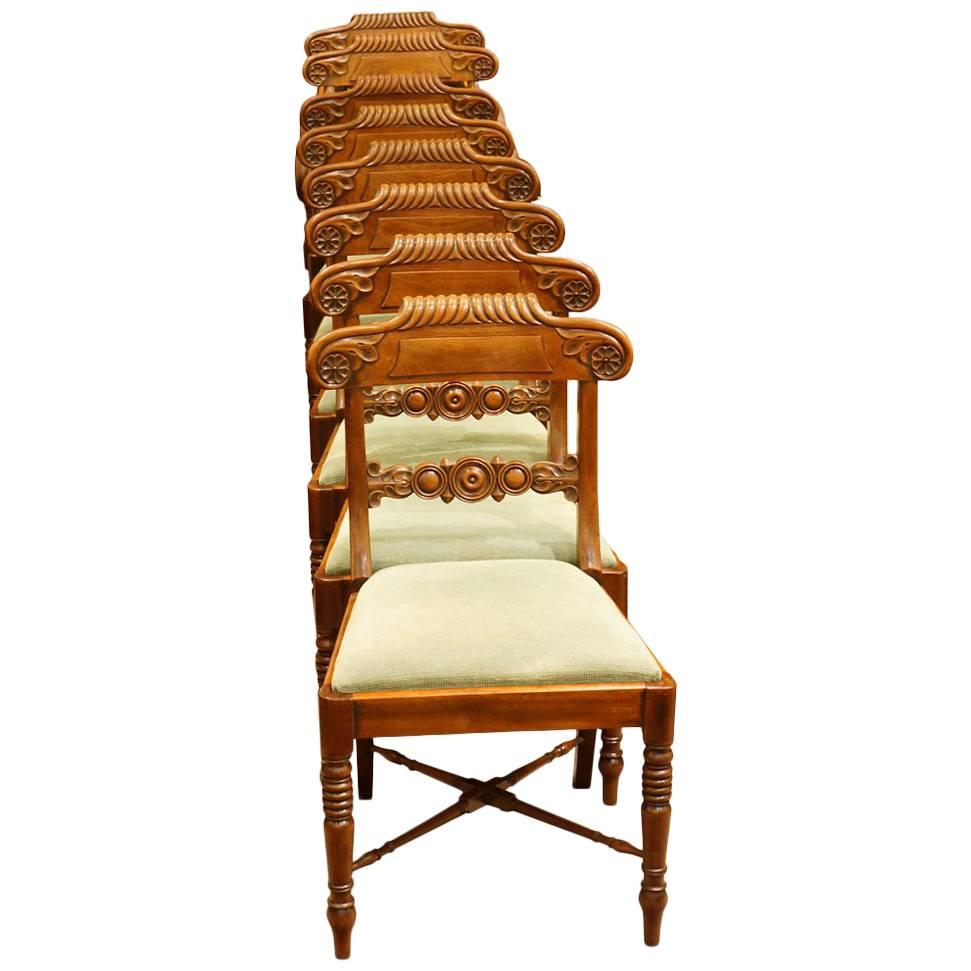 Set of Eight William IV Mahogany Dining Chairs For Sale