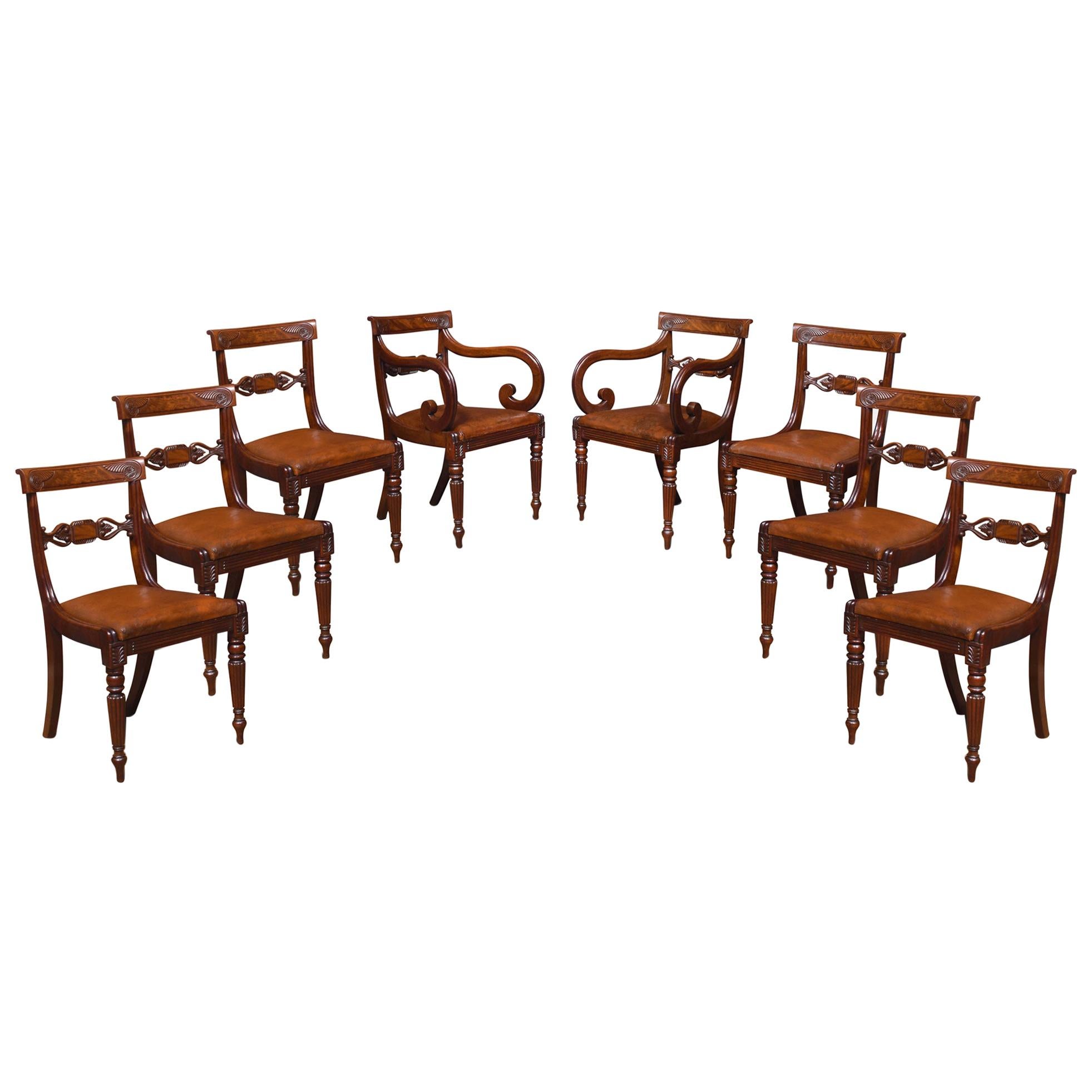 Set of Eight William IV Mahogany Dining Chairs