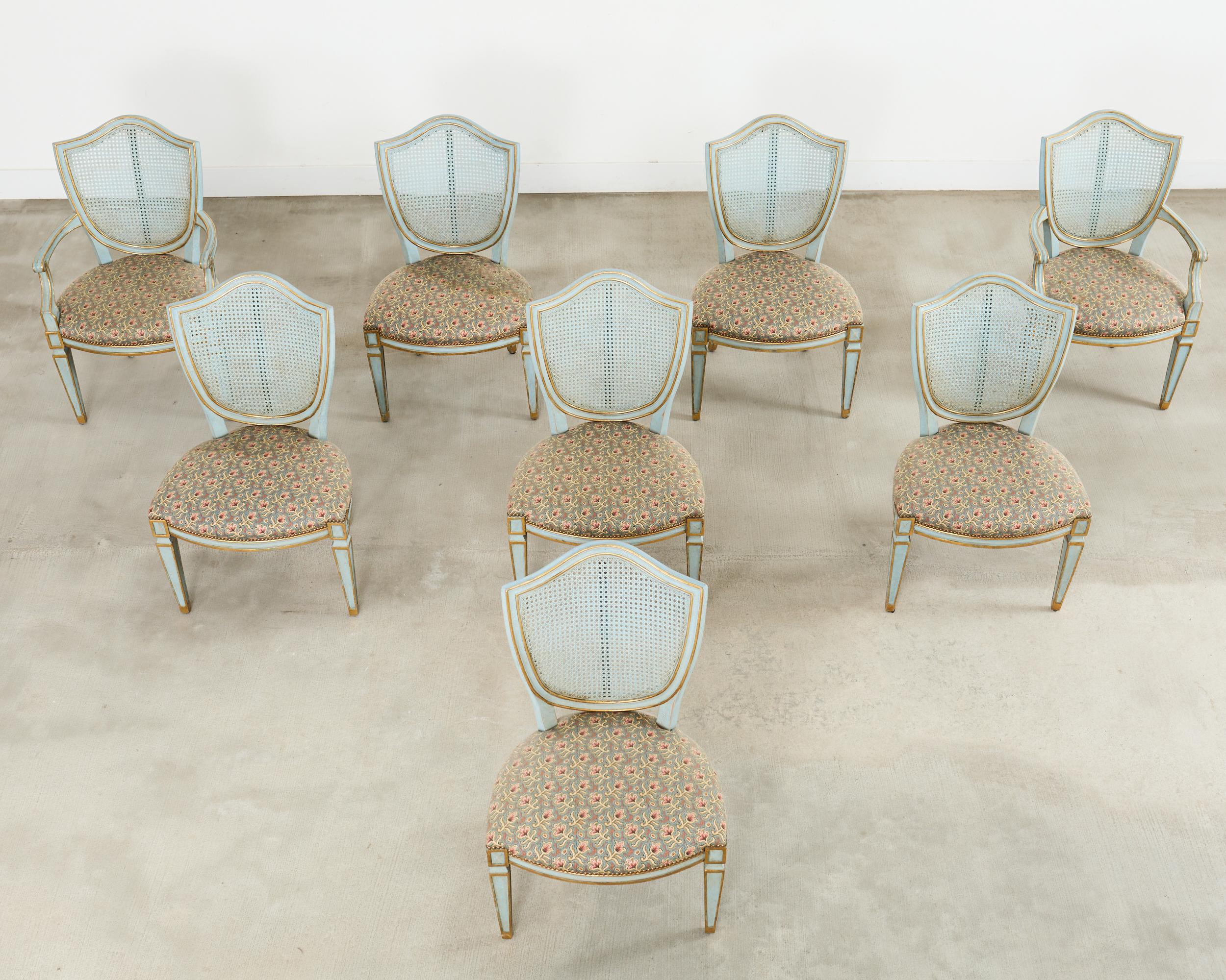 Canadian Set of Eight William Switzer Louis XVI Shield Back Dining Chairs