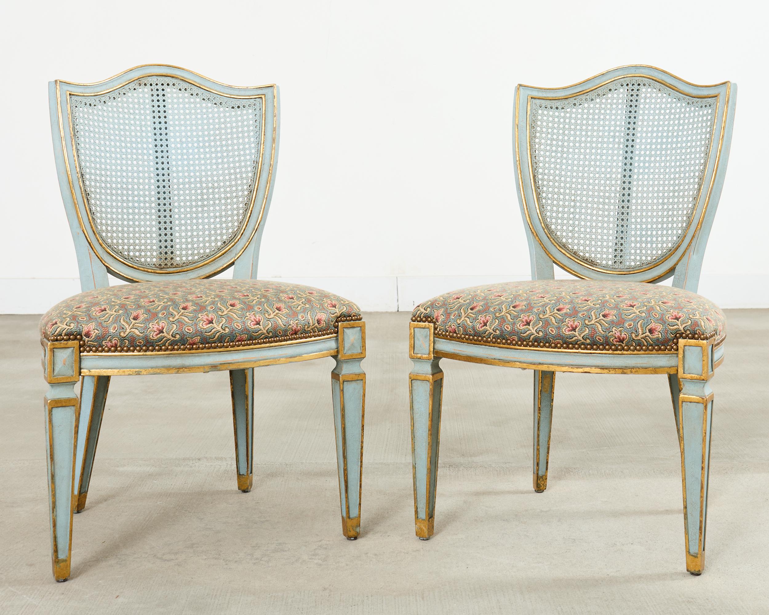 Set of Eight William Switzer Louis XVI Shield Back Dining Chairs In Good Condition In Rio Vista, CA