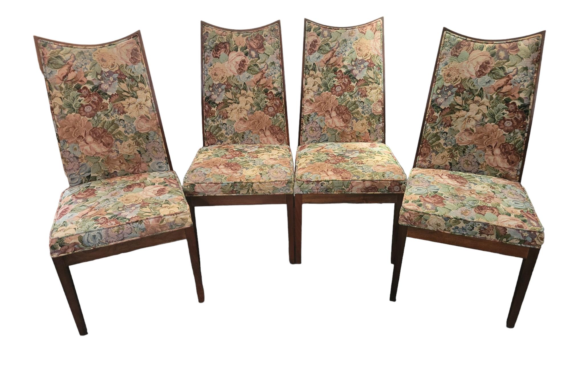 French Set of Eight Wood And Floral Chairs