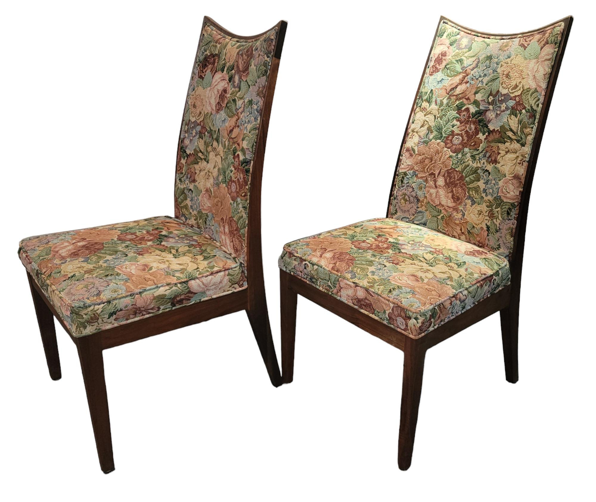 Set of Eight Wood And Floral Chairs 1