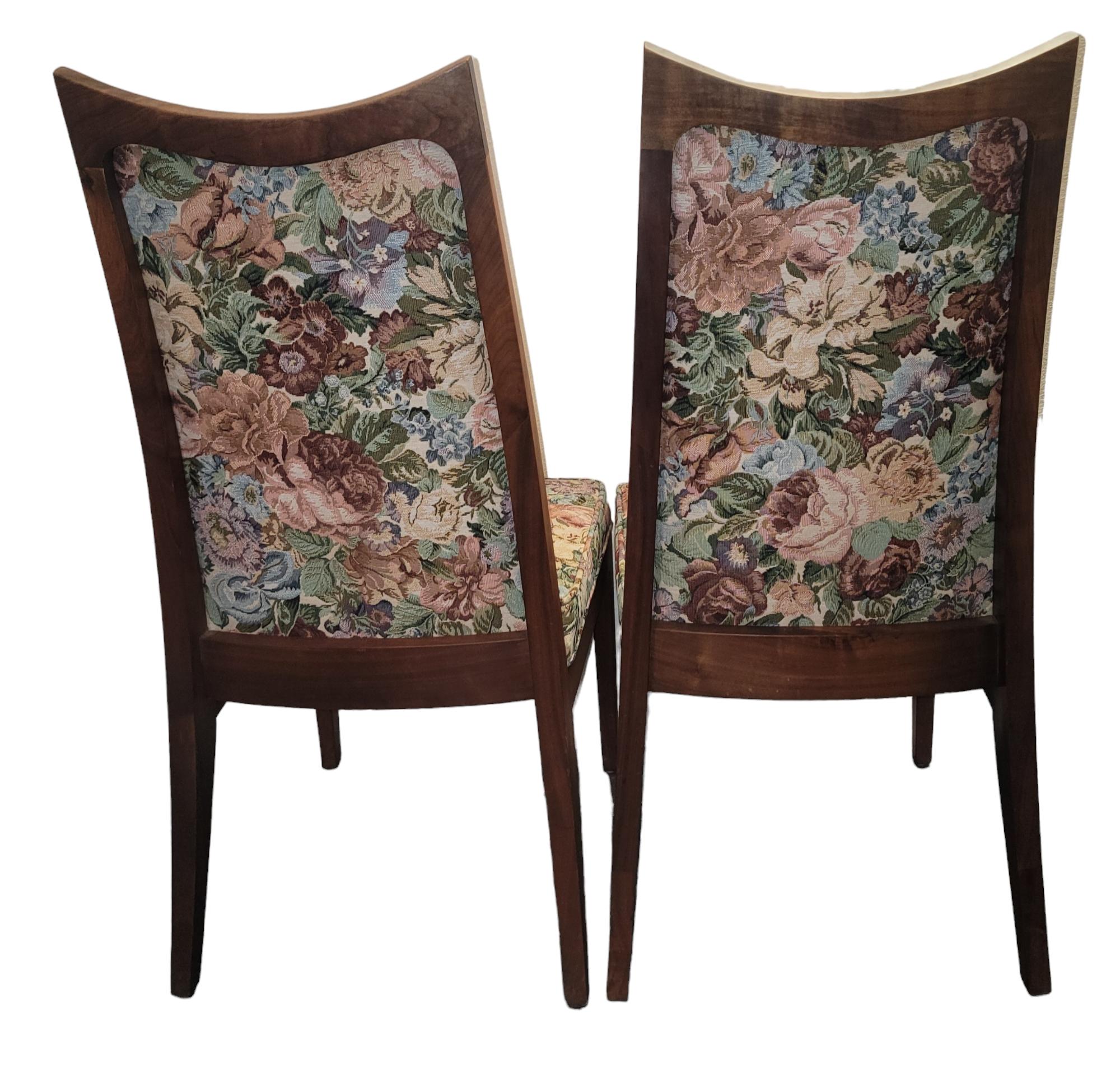 Set of Eight Wood And Floral Chairs 2