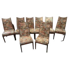 Set of Eight Wood And Floral Chairs