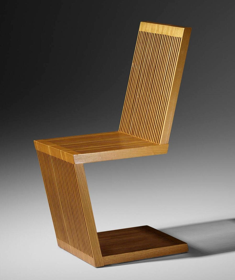 This rare set of 8 chairs in ash wood by designer Alwy Visschedyck is meticulously well-crafted and visually awesome in the simplicity of design. 

Despite their strikingly angular appearance, these chairs offer a surprising level of comfort. The