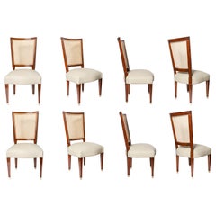 Set aus acht Stühlen aus Holz, Rattan und Leder von Casa Comte, Argentinien, 1940.