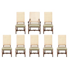 Set of Eight Woodland Dining Chairs in Holly Hunt Leather