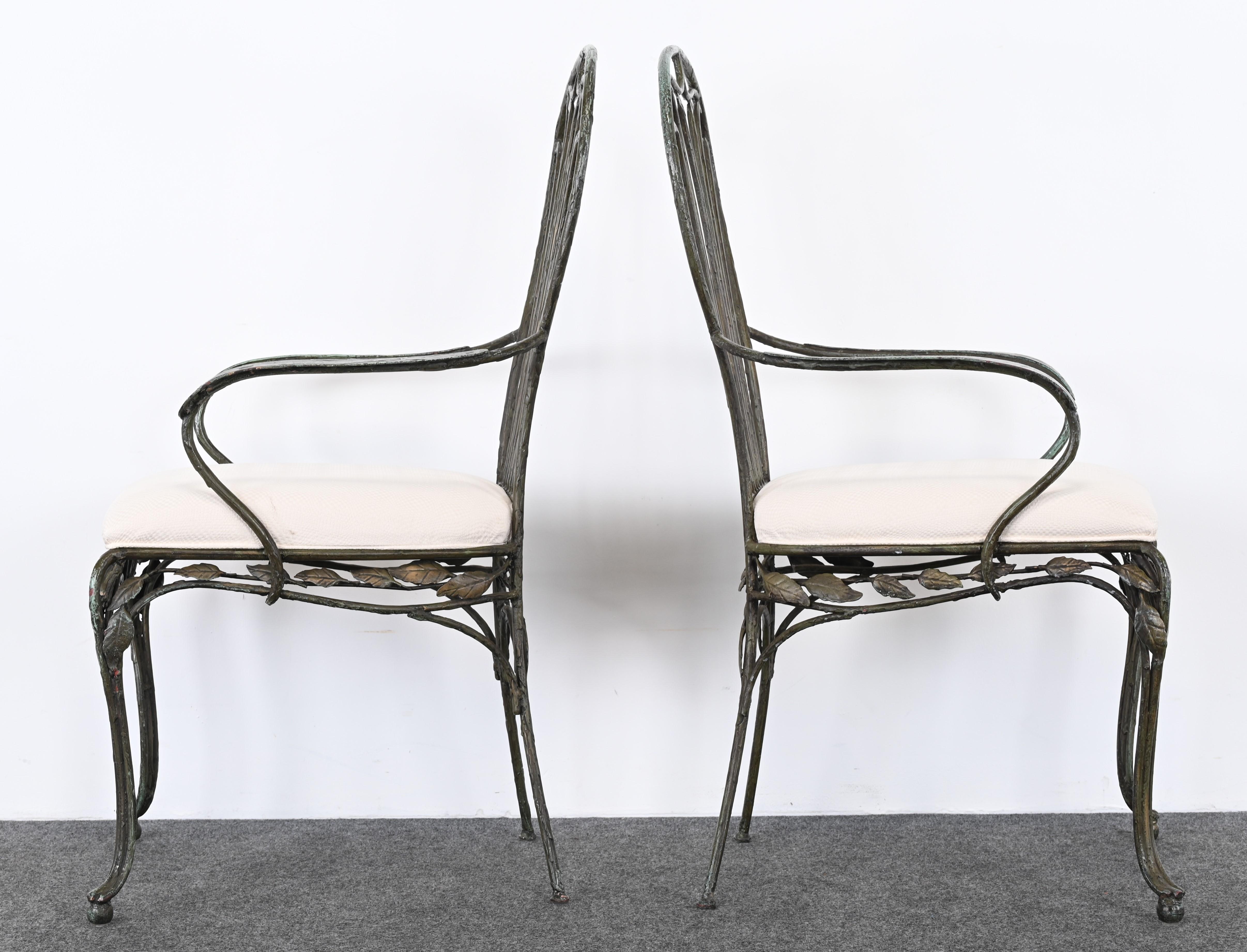Set of Eight Wrought Iron Garden Chairs in the Manner of Salterini, 1980s 7
