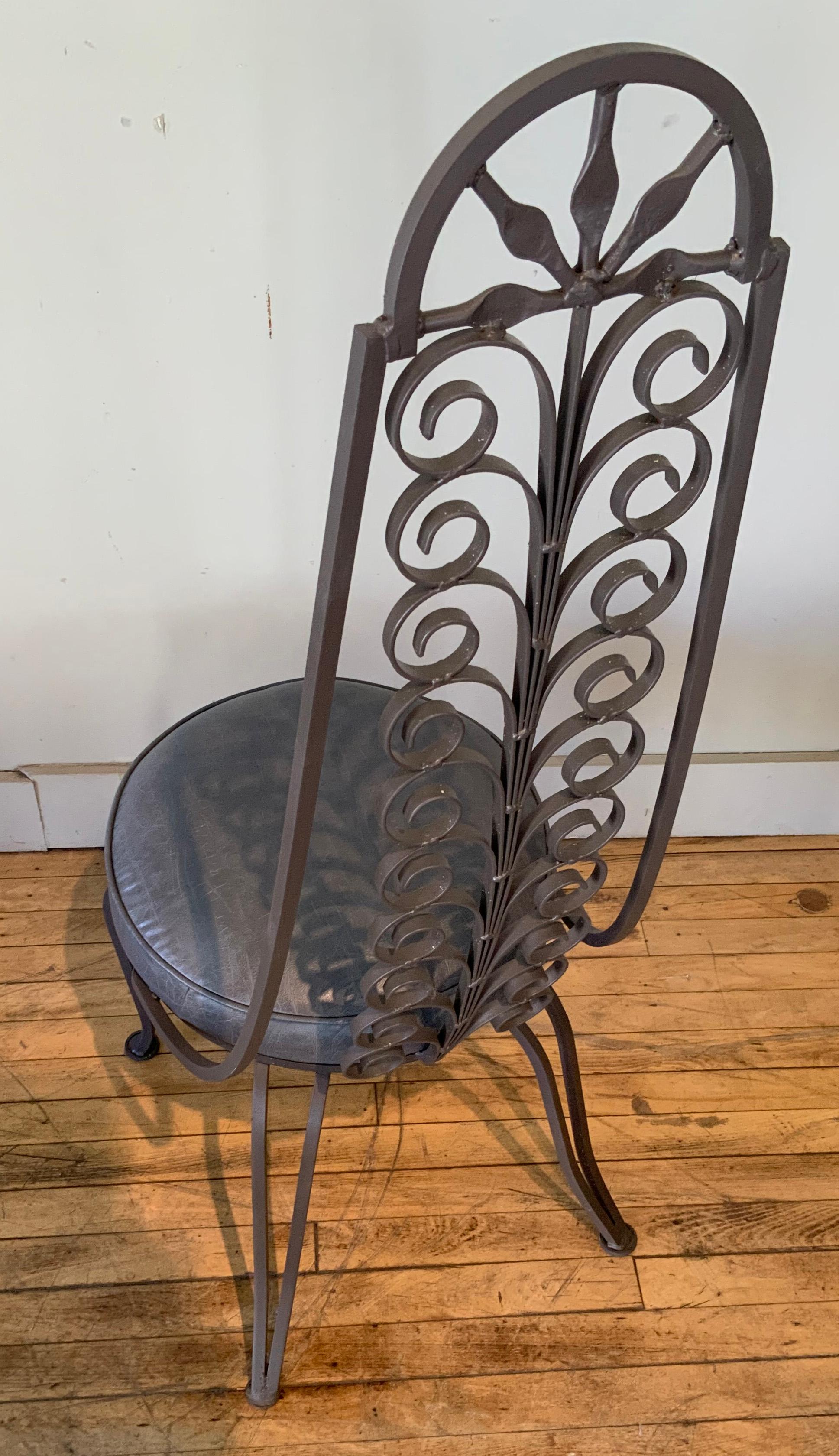 Set of Eight Wrought Iron High Back Dining Chairs 2