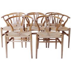 Set of Eight Y-Chairs, Model CH24 by Hans J. Wegner and Carl Hansen & Son