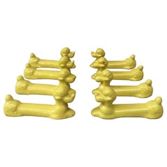 Set of Eight Yellow Majolica Poodle Knife Rests Vallauris, circa 1950