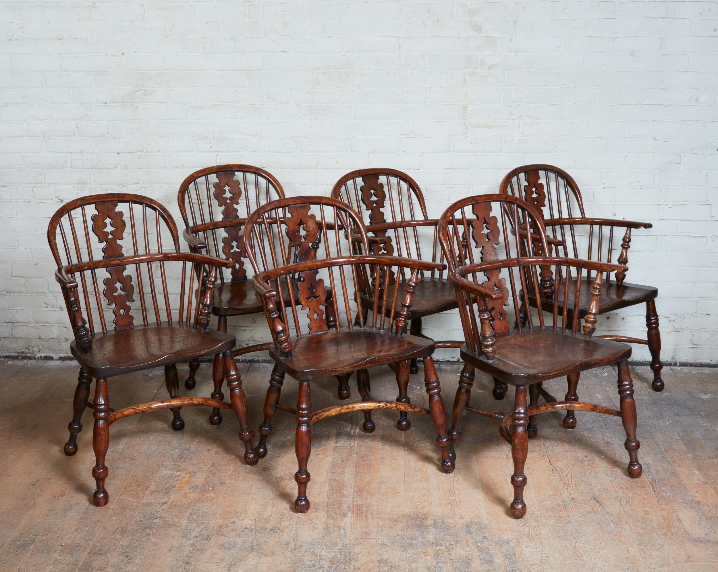 Set of Eight Yew Wood Windsor Chairs 14